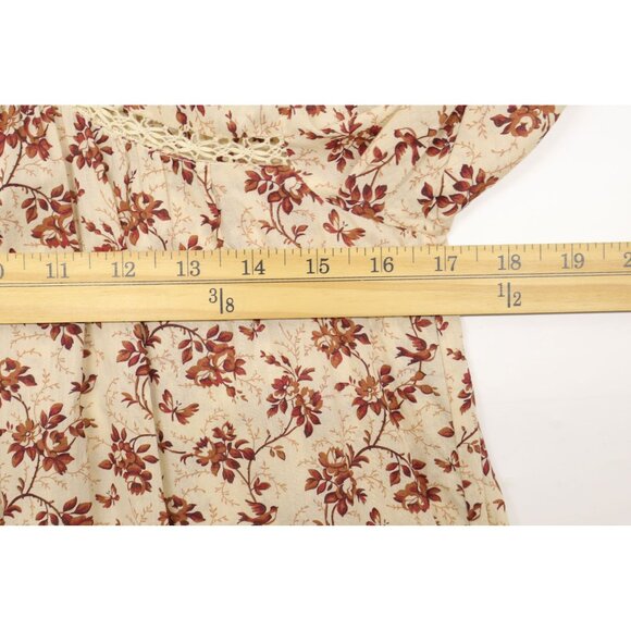 Doen Gabrielle Dress Midi Dress In Burgundy Songbird Toile Sz M - Picture 5 of 10